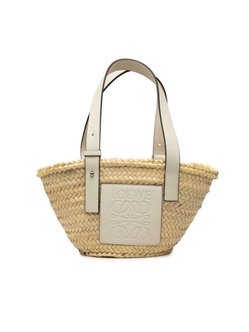 Loewe Loeve Gramgram Basket Bag Small Handbag Bag Natural White Lafia Leather